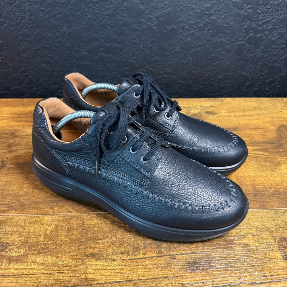 ECCO Soft 7 Tred Black Pebbled Leather Lace Up Sneakers Mens 43 US 9-9.5